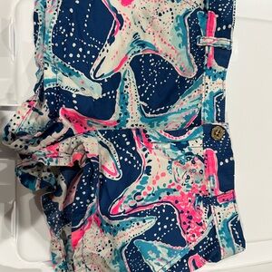 Lilly Pulitzer Blue and Pink Starfish High Waist Shorts
